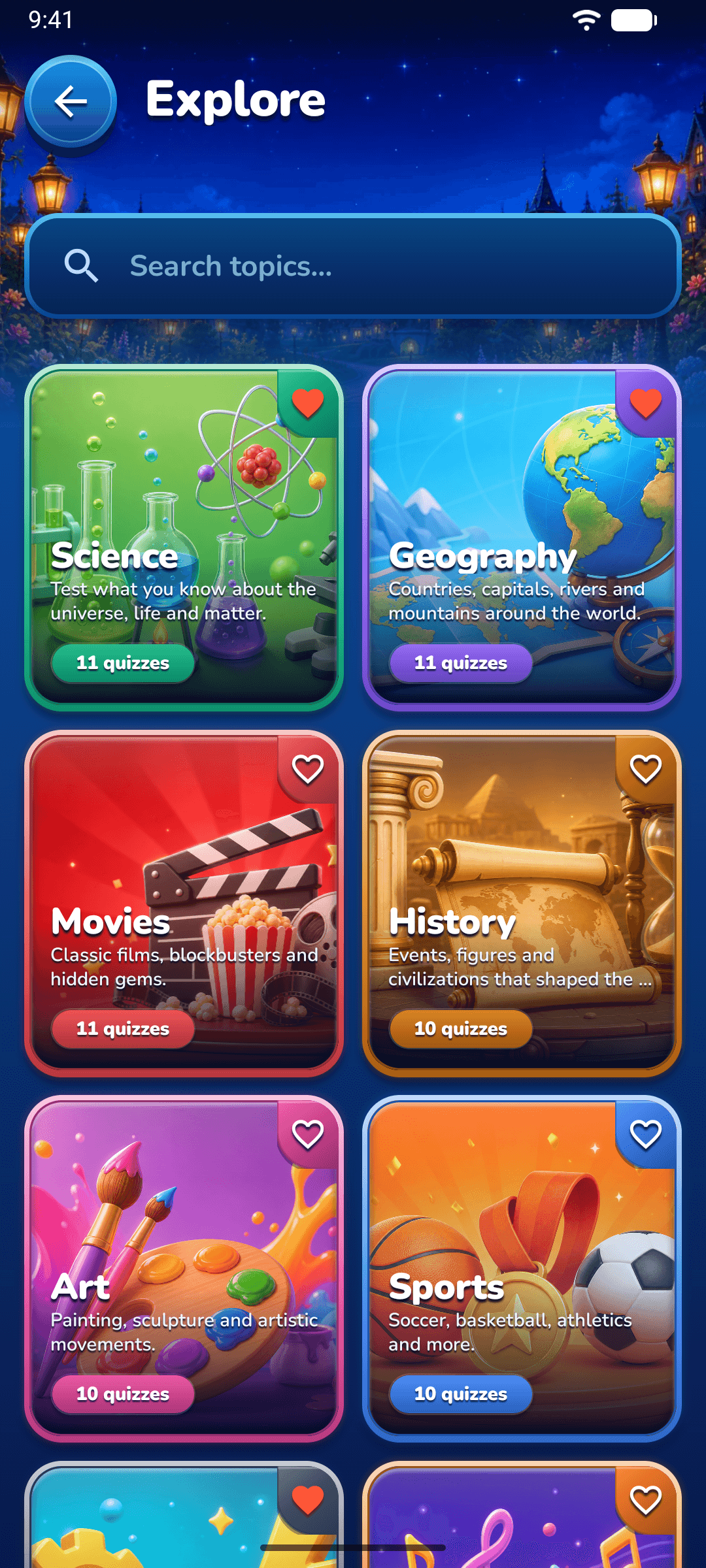 Explore quiz categories in Nitta Quiz